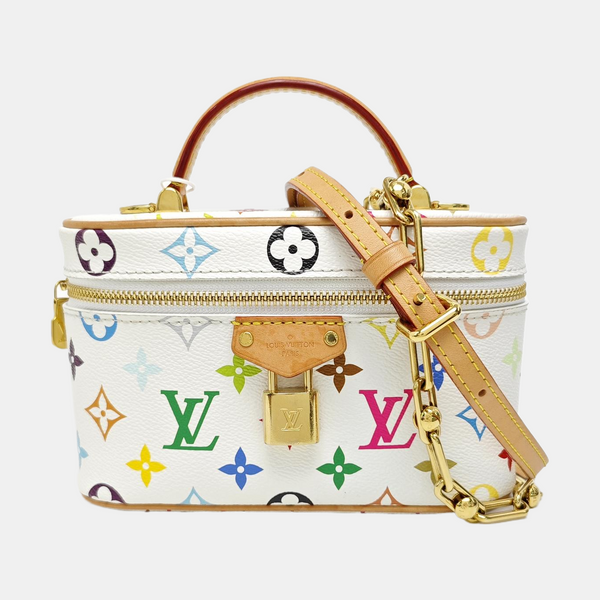 LV × TM Vanity Chain Pouch Monogram Coated Canvas White