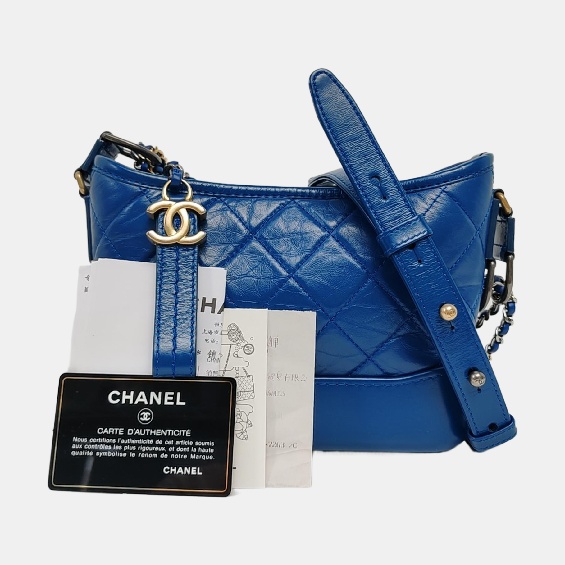 Authenticated pre-owned  GABRIELLE Small Quilted Calfskin Blue - Shoulder Bag at Looply