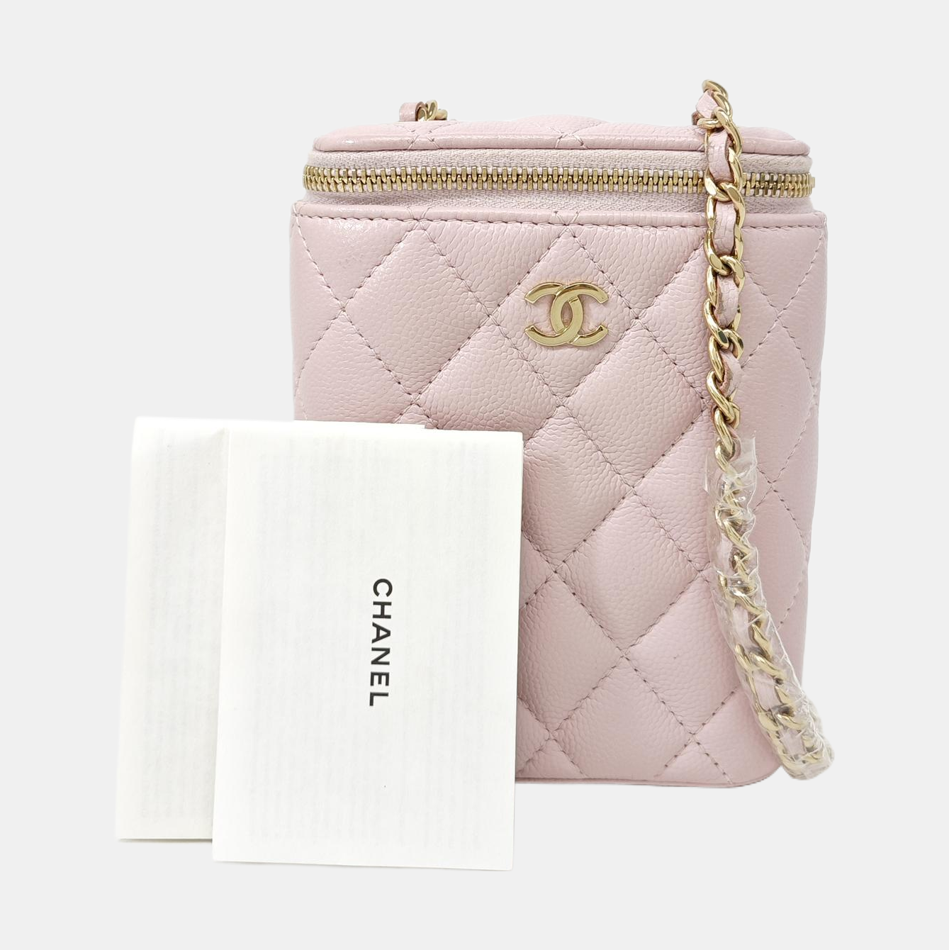 VANITY CASE Mini Quilted Grained Calfskin Pink