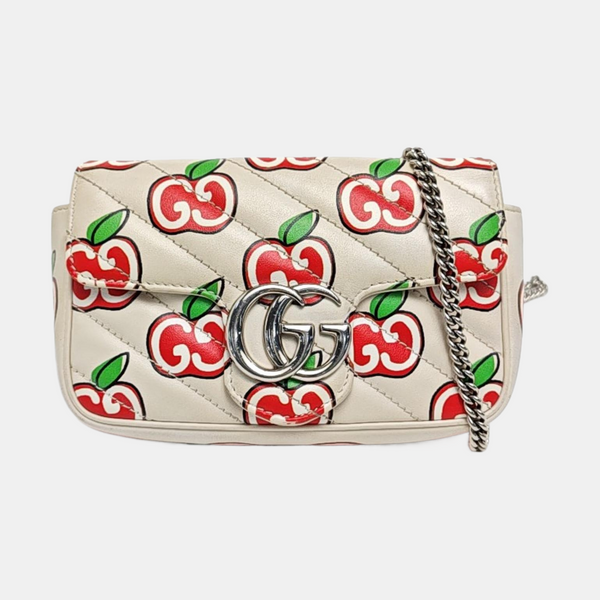 Authenticated pre-owned  GG Marmont Mini Quilted Calfskin White - Crossbody Bag at Looply
