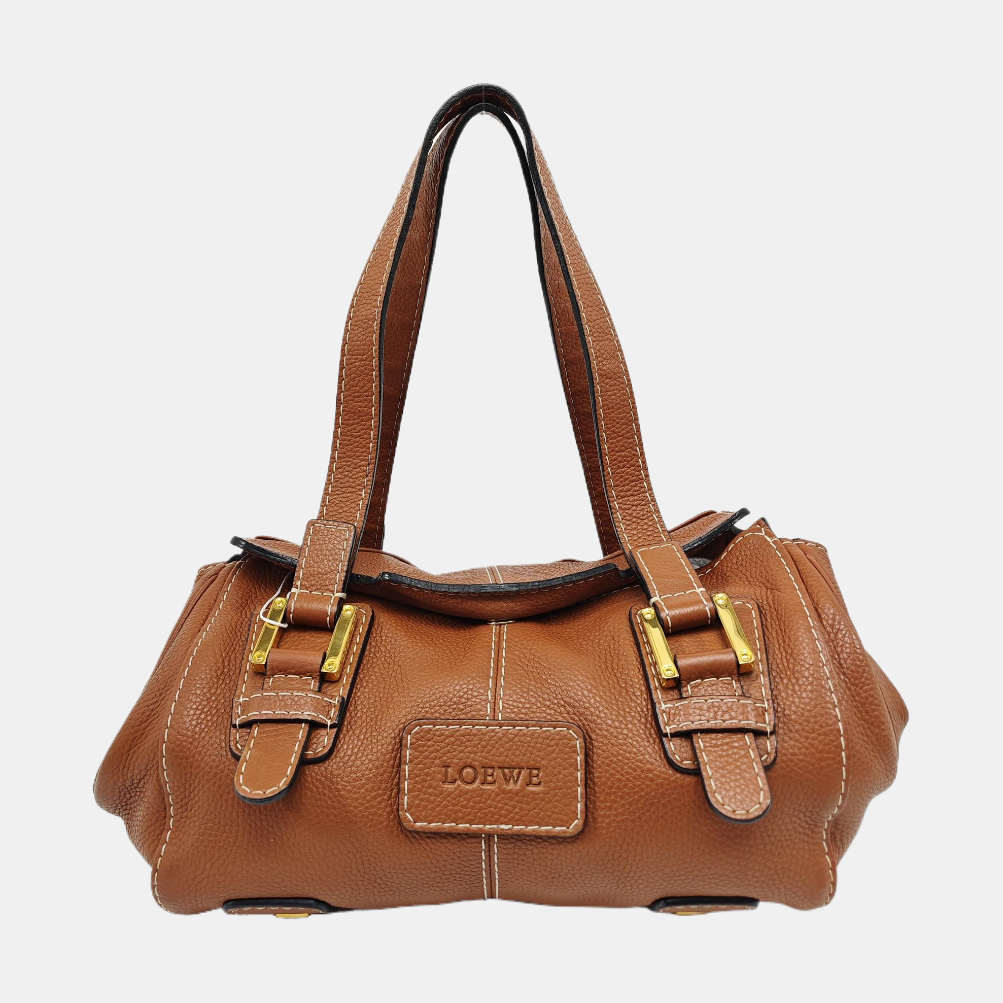 Calfskin Top Handle Bag Brown