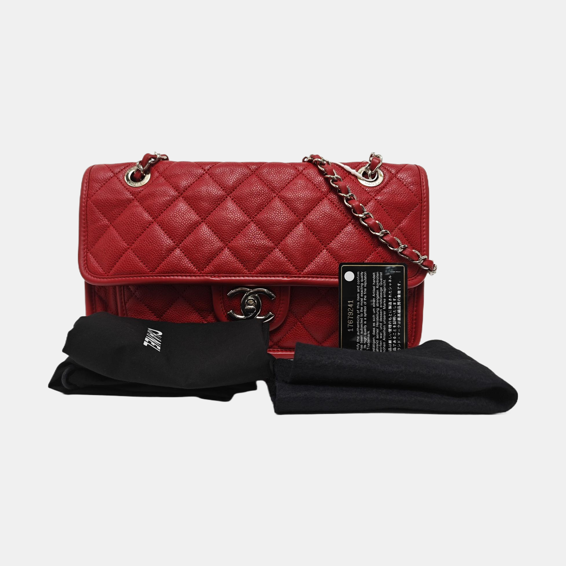 FRENCH RIVIERA FLAP Quilted Grained Calfskin Red