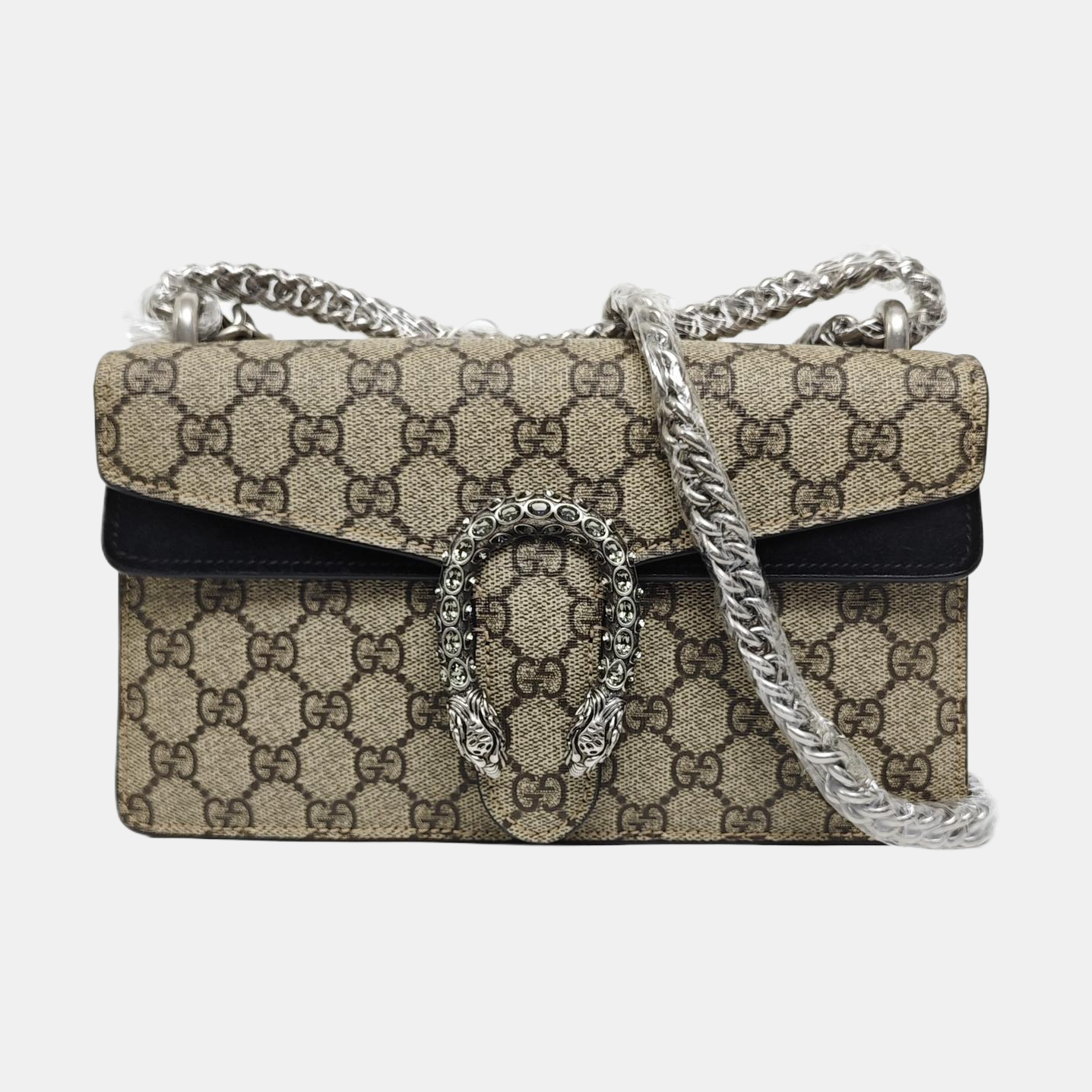 Dionysus Small Monogram Coated Canvas Beige