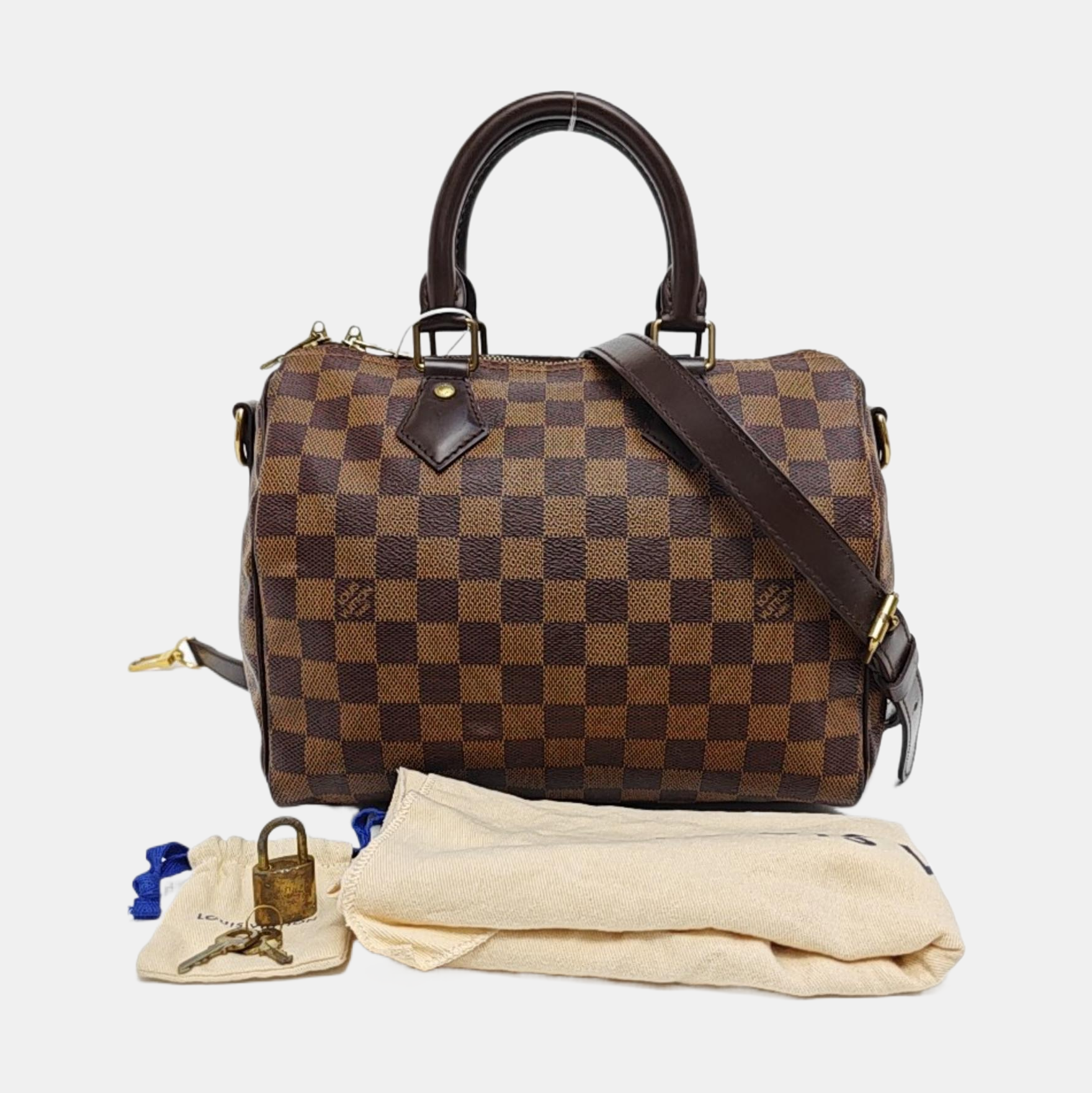 SPEEDY 25 Damier Ebene Coated Canvas Brown