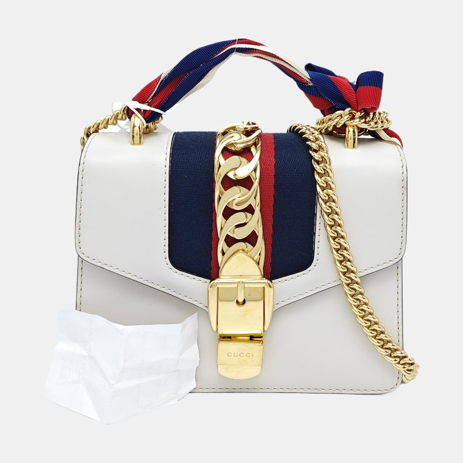 Authenticated pre-owned  Sylvie Mini Calfskin White - Shoulder Bag at Looply