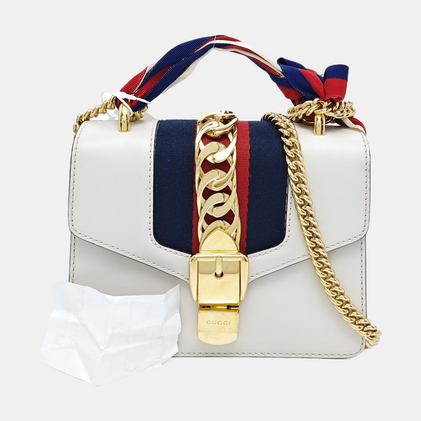 Authenticated pre-owned  Sylvie Mini Calfskin White - Shoulder Bag at Looply
