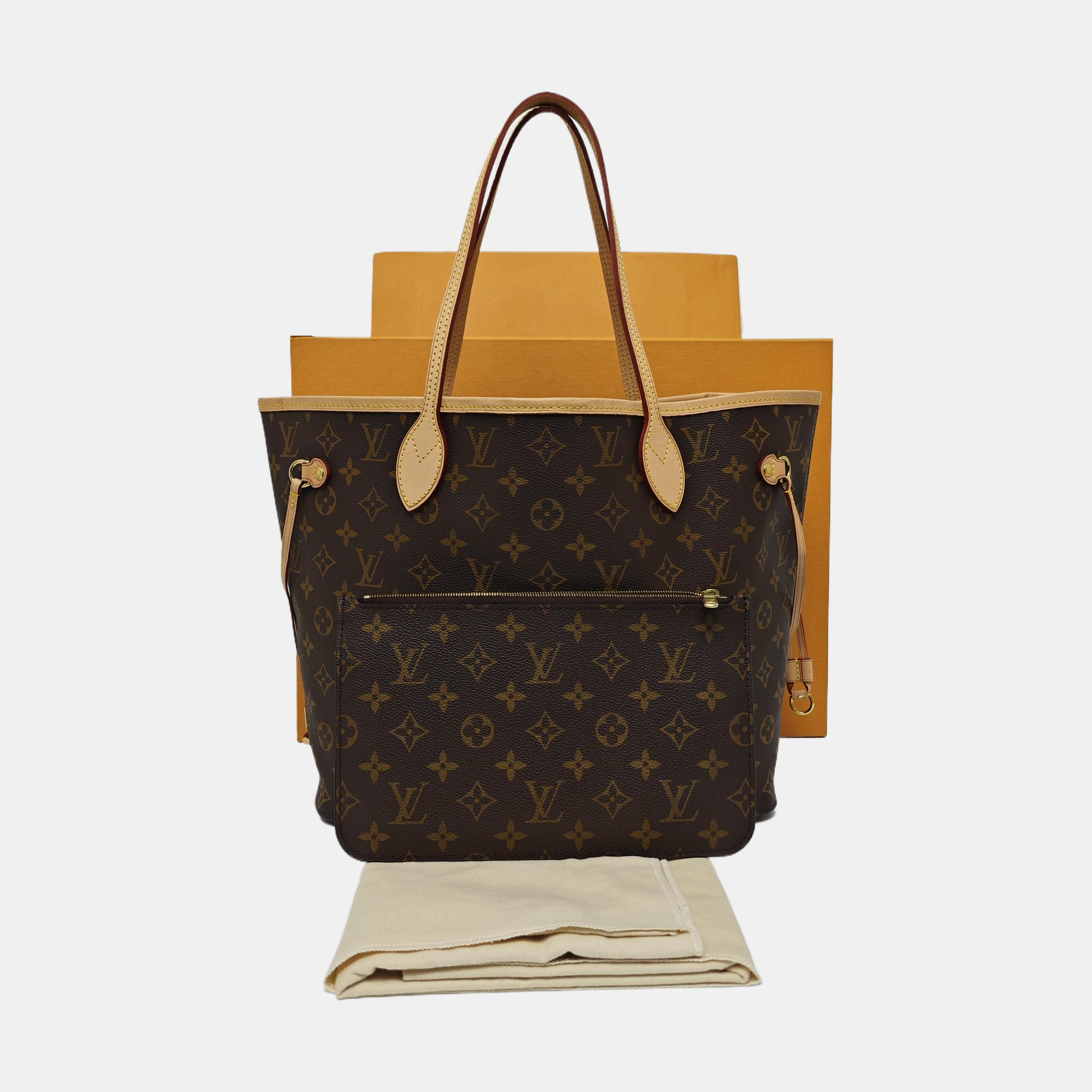 NEVERFULL MM Monogram Coated Canvas Brown