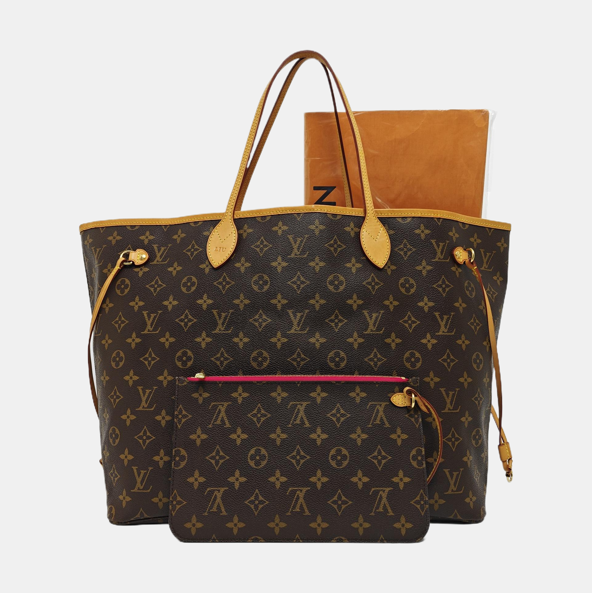 NEVERFULL GM Monogram Coated Canvas Brown