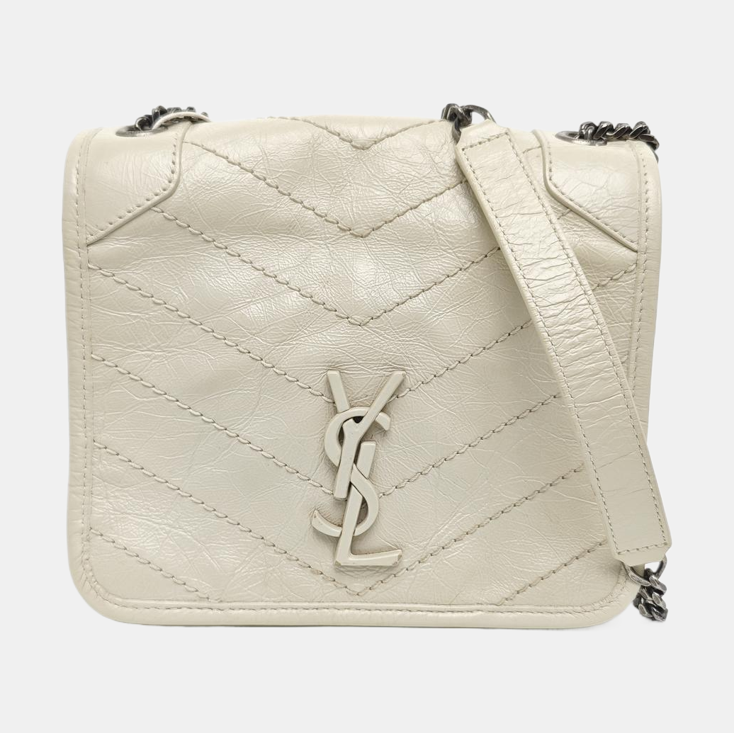 NIKI Mini Chevron Calfskin White