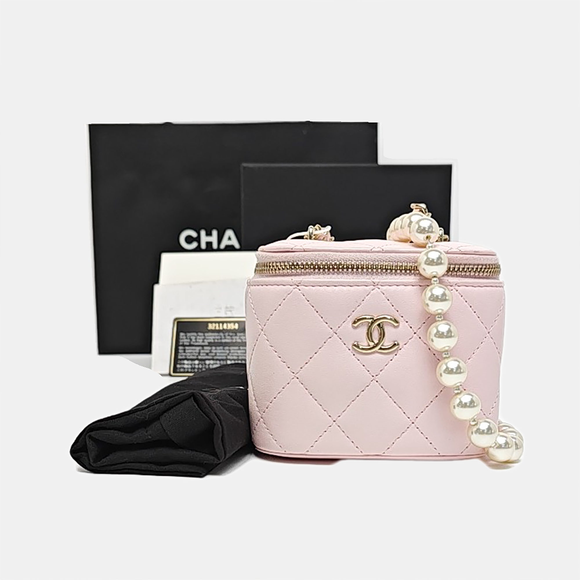 VANITY CASE Mini Quilted Lambskin Pink