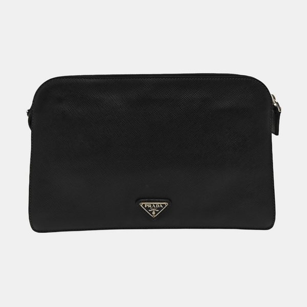 Saffiano Calfskin Clutch Black