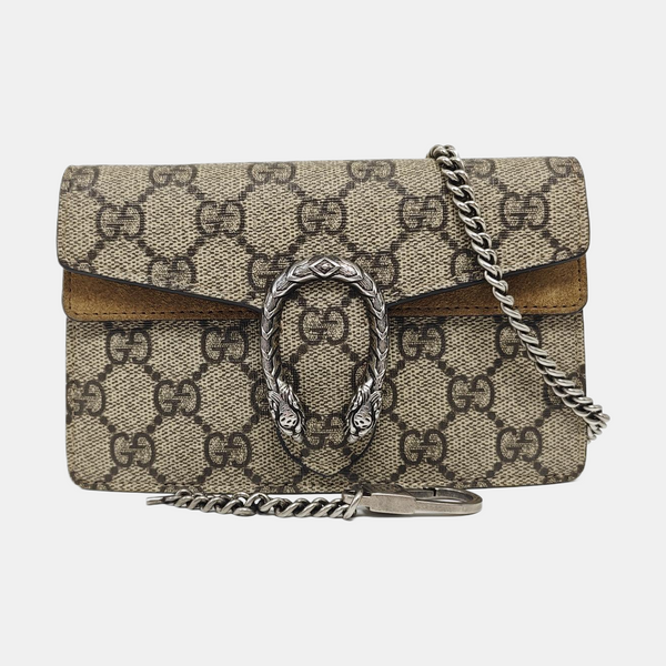 Dionysus Super Mini Monogram Coated Canvas Beige