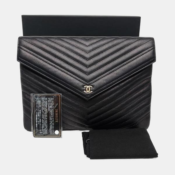 Chevron, Quilted Calfskin Black