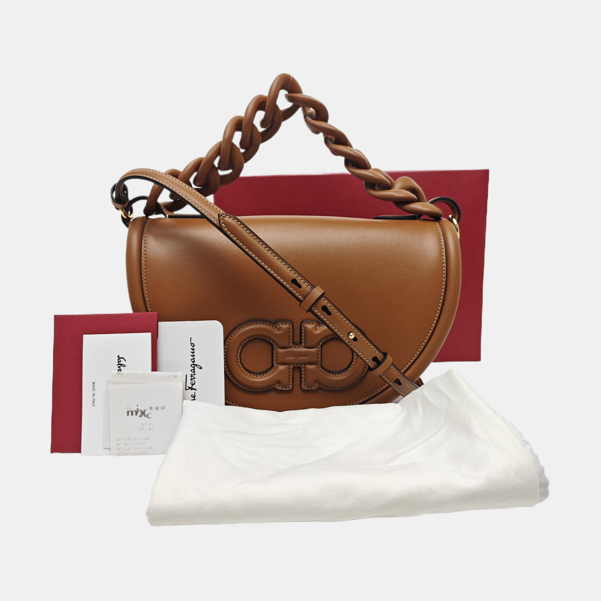 Calfskin Shoulder Bag Brown