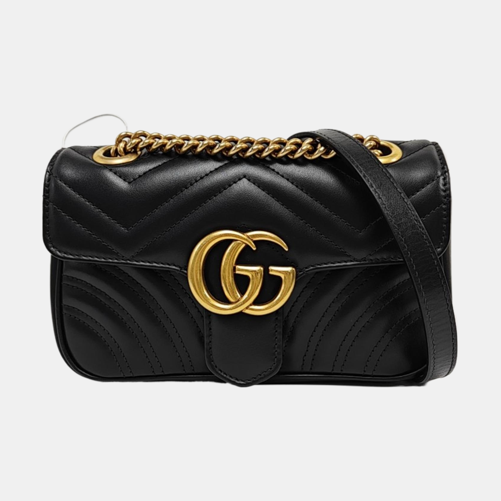 GG Marmont Small Quilted Calfskin Black