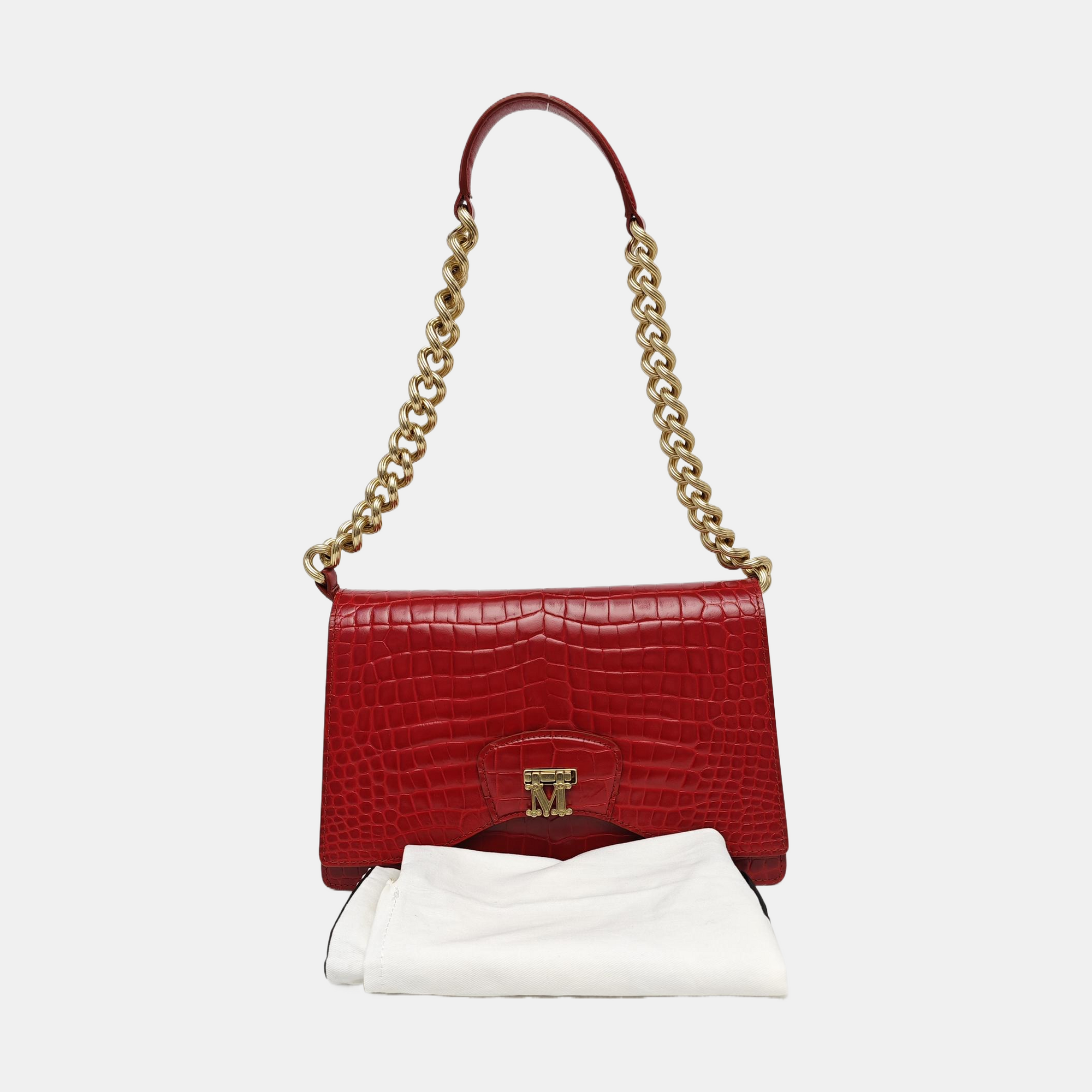 Calfskin Top Handle Bag Small Red