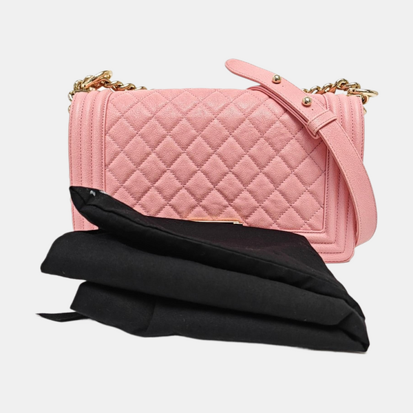 BOY CHANEL Medium Quilted Grained Calfskin Pink