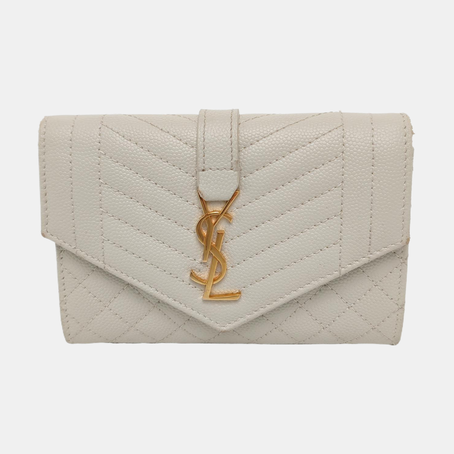 ENVELOPE Small Chevron Calfskin White Wallet