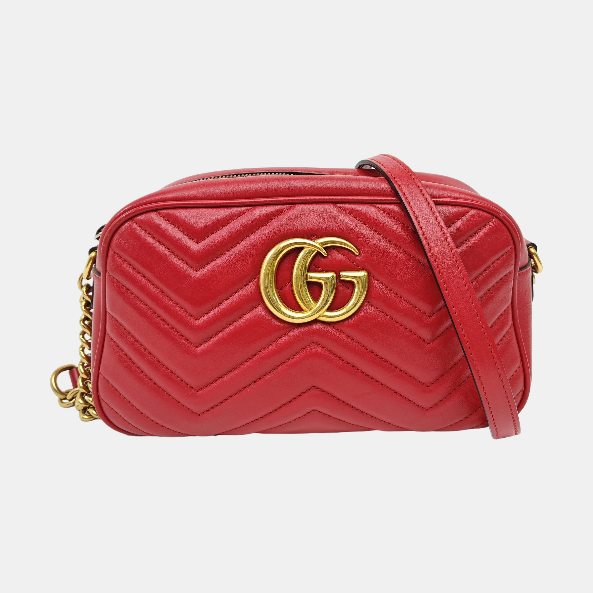 GG Marmont Small Quilted Calfskin Red