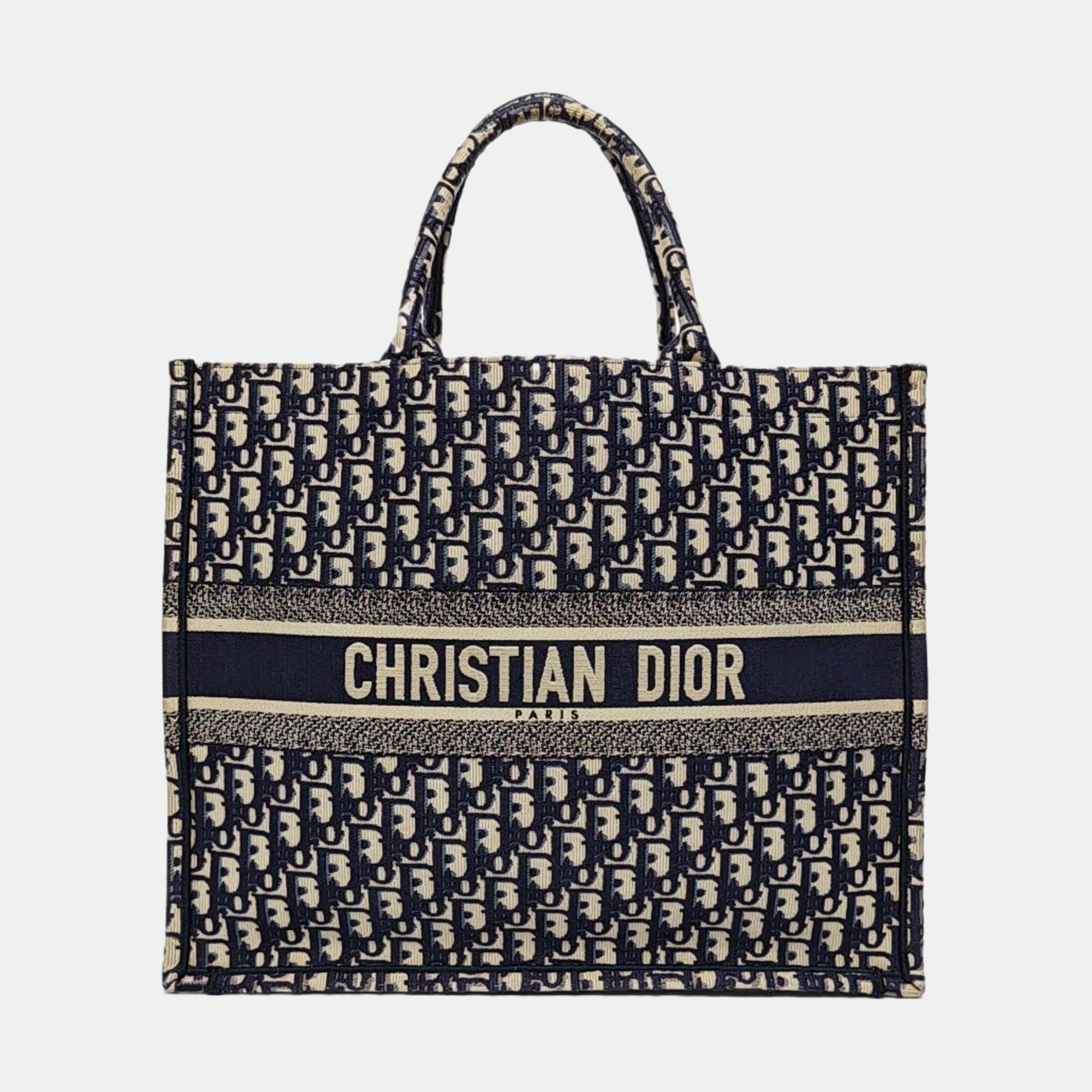 Book Tote Large Oblique Canvas Beige