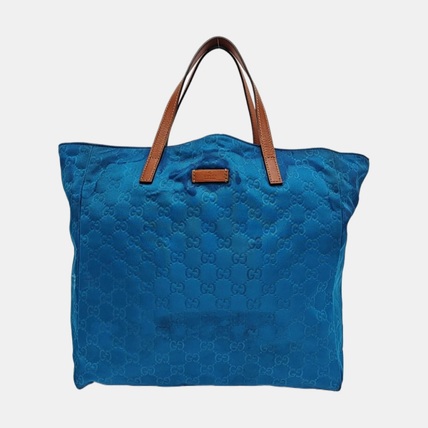 Monogram Nylon Tote Bag Blue