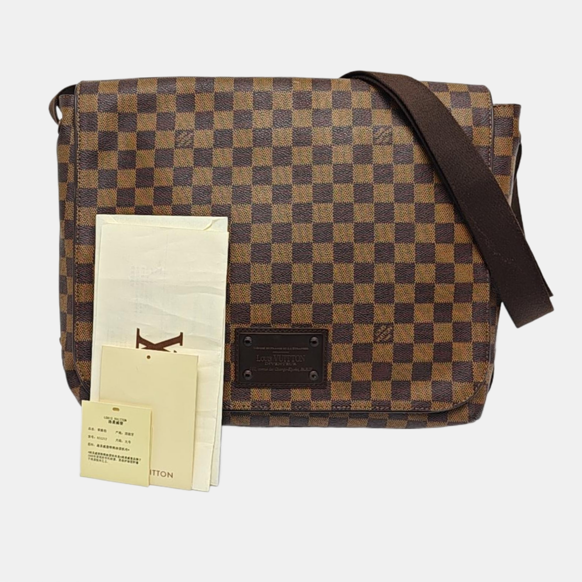 BROOKLYN MM Damier Ebene Coated Canvas Brown