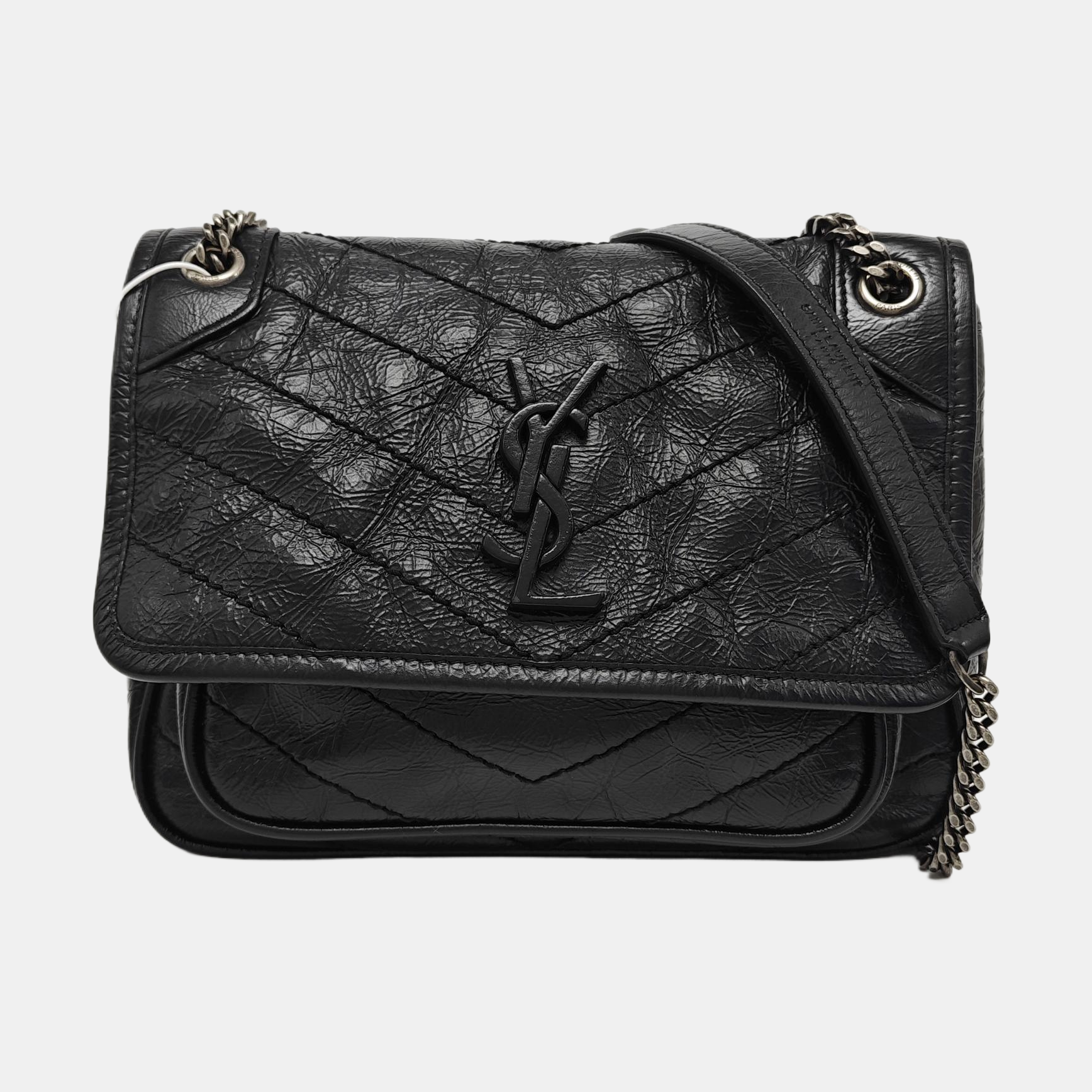 NIKI Small Chevron Calfskin Black