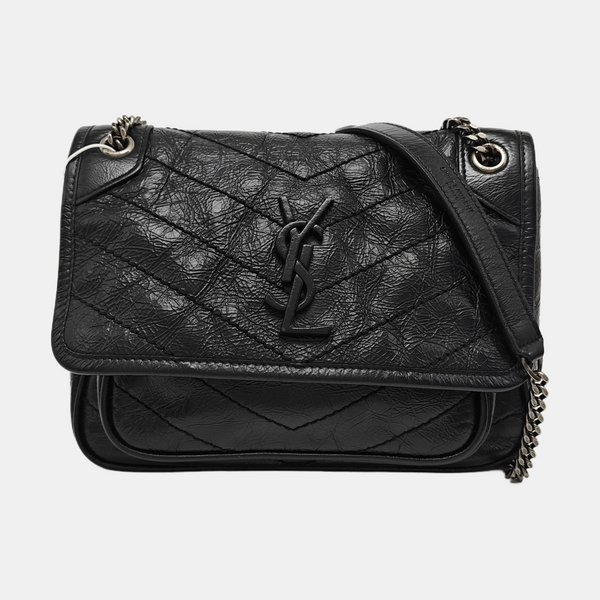 NIKI Small Chevron Calfskin Black