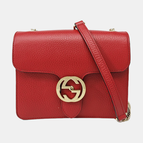 Interlocking G Small Calfskin Red