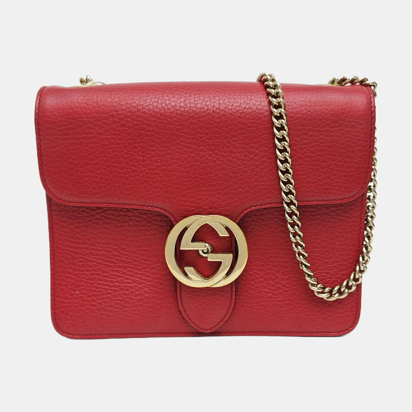 Interlocking G Small Calfskin Red