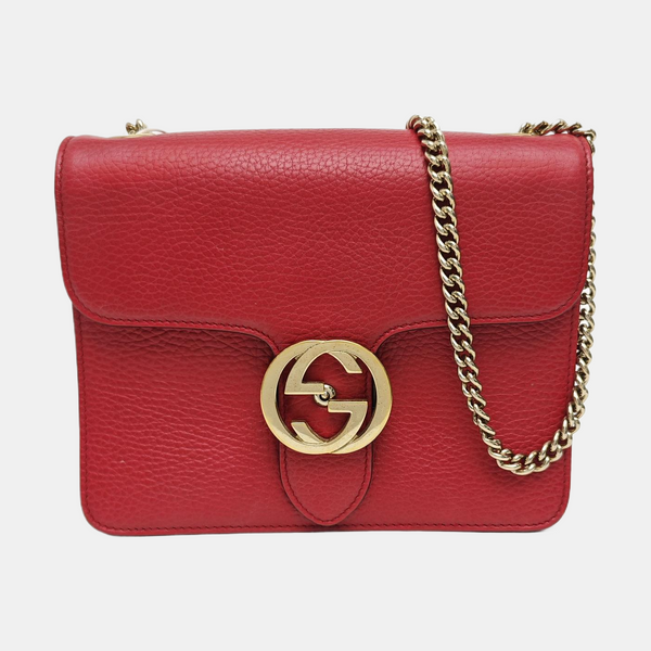 Interlocking G Small Calfskin Red