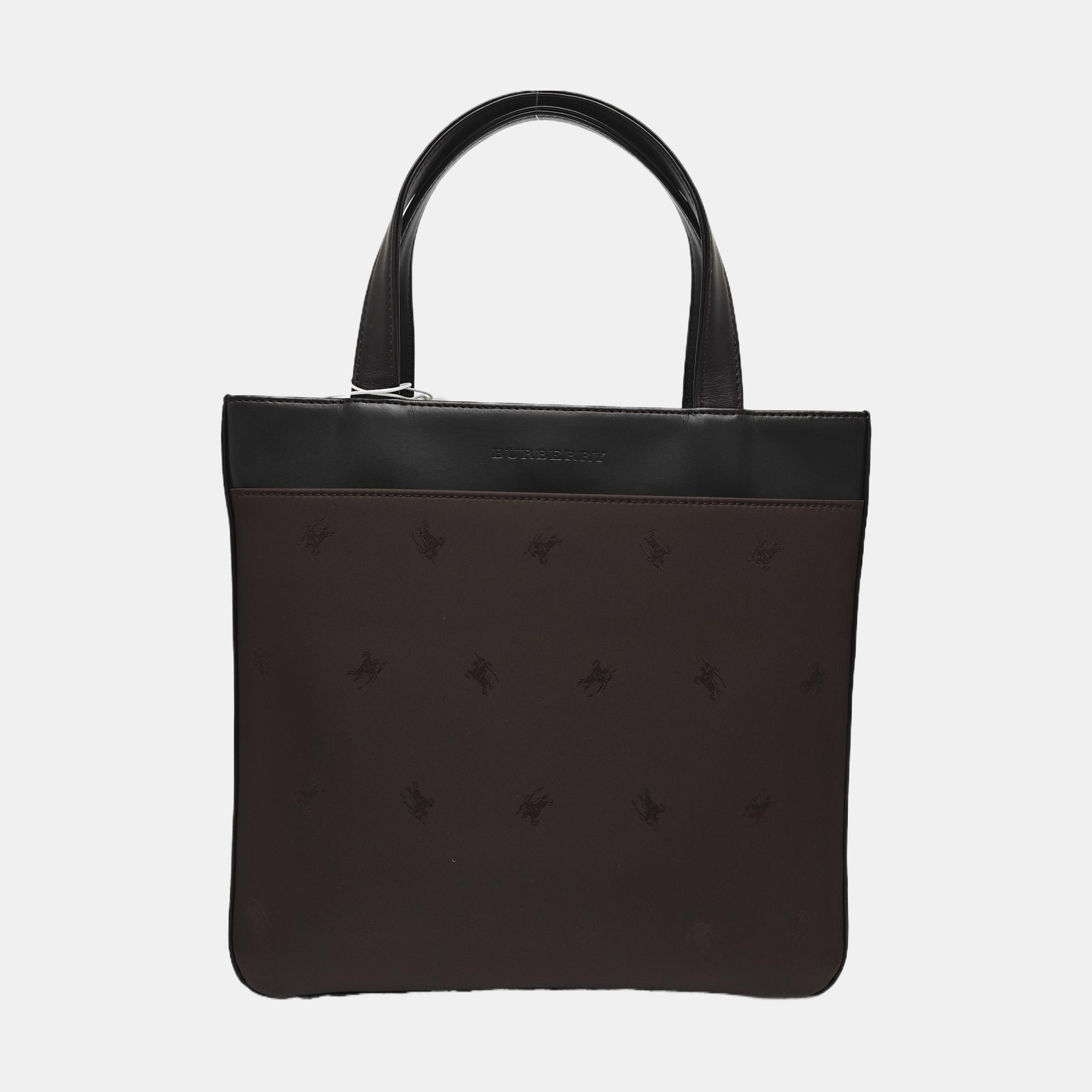 Fabric Top Handle Bag Brown