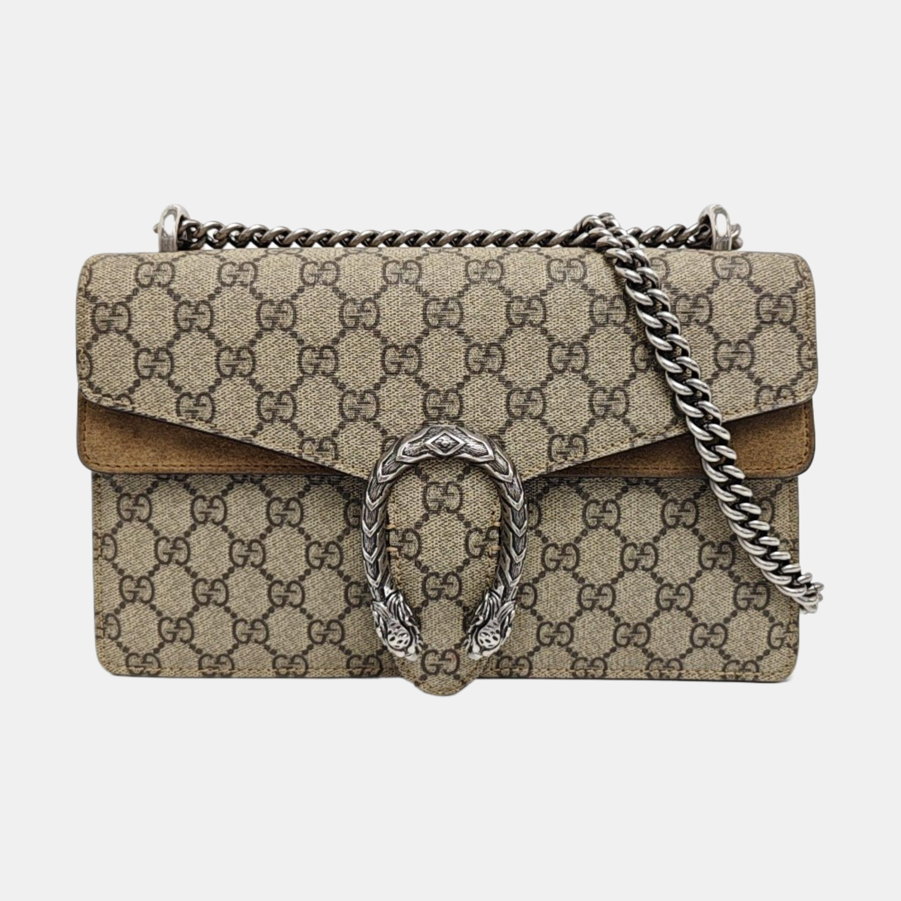 Dionysus Small Monogram Coated Canvas Beige