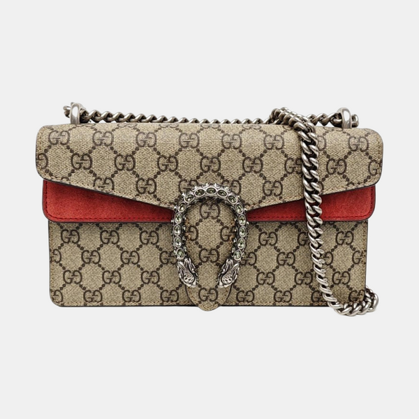 Dionysus Small Monogram Coated Canvas Beige