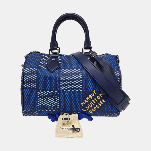 SPEEDY 25 Damier Coated Canvas Blue