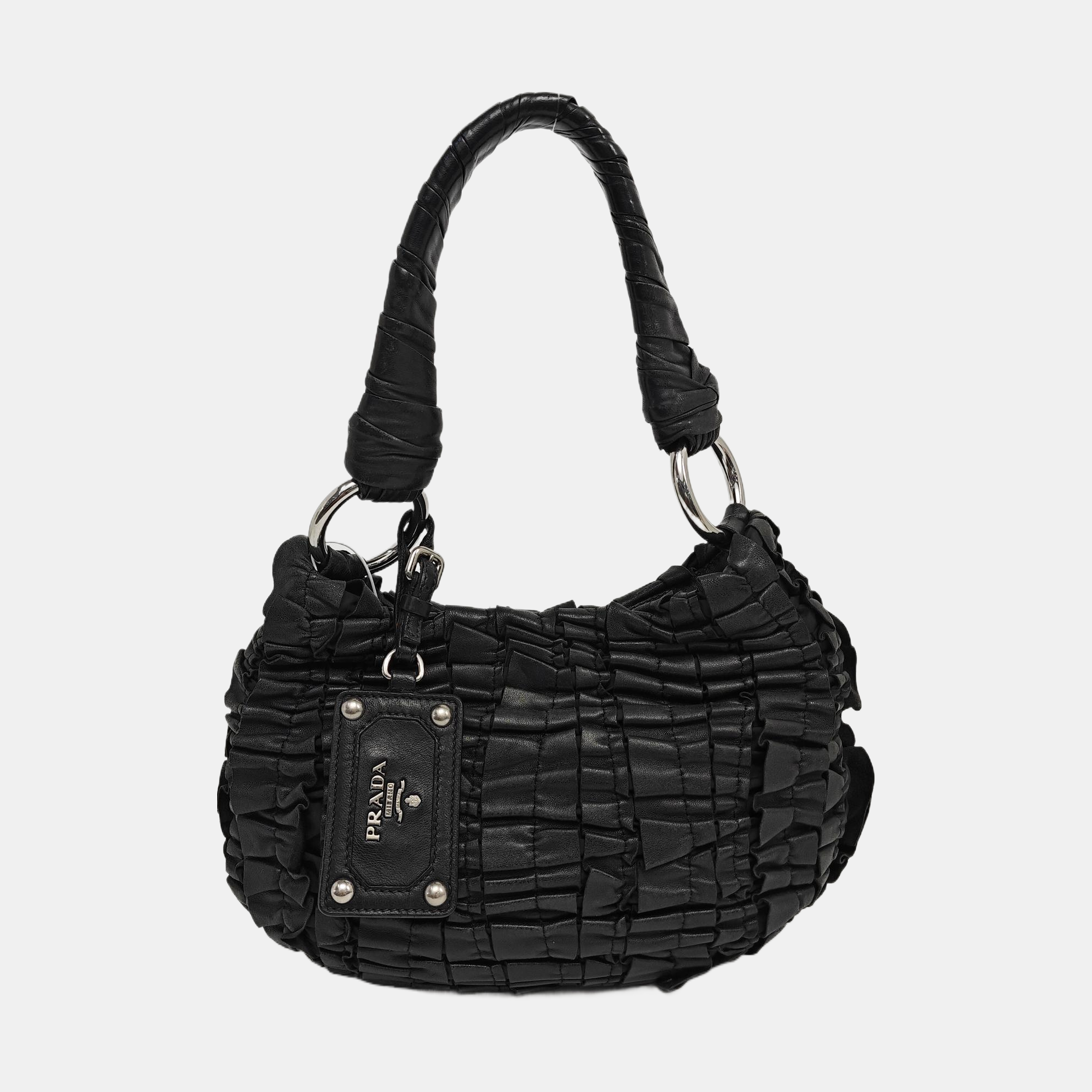 Quilted Calfskin Top Handle Bag Black