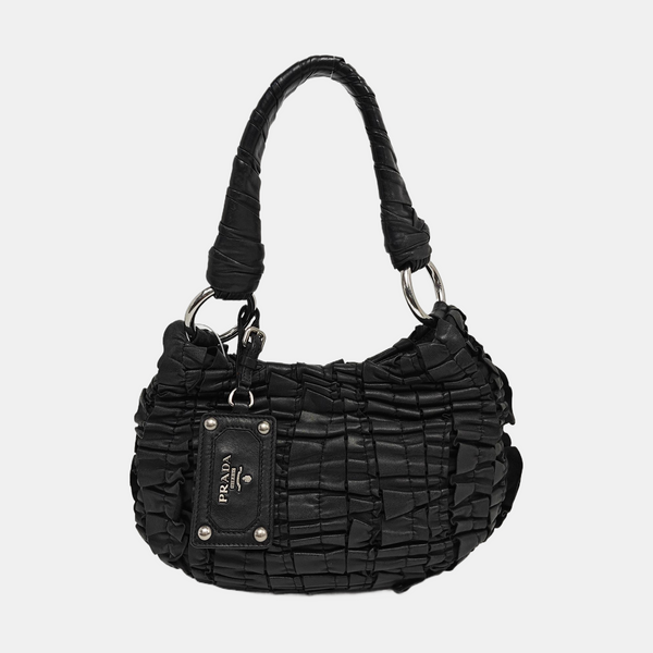 Quilted Calfskin Top Handle Bag Black
