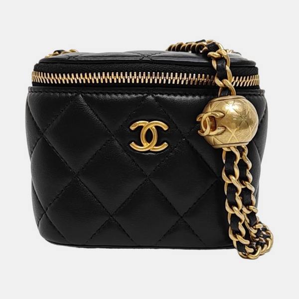 VANITY CASE Mini Quilted Lambskin Black