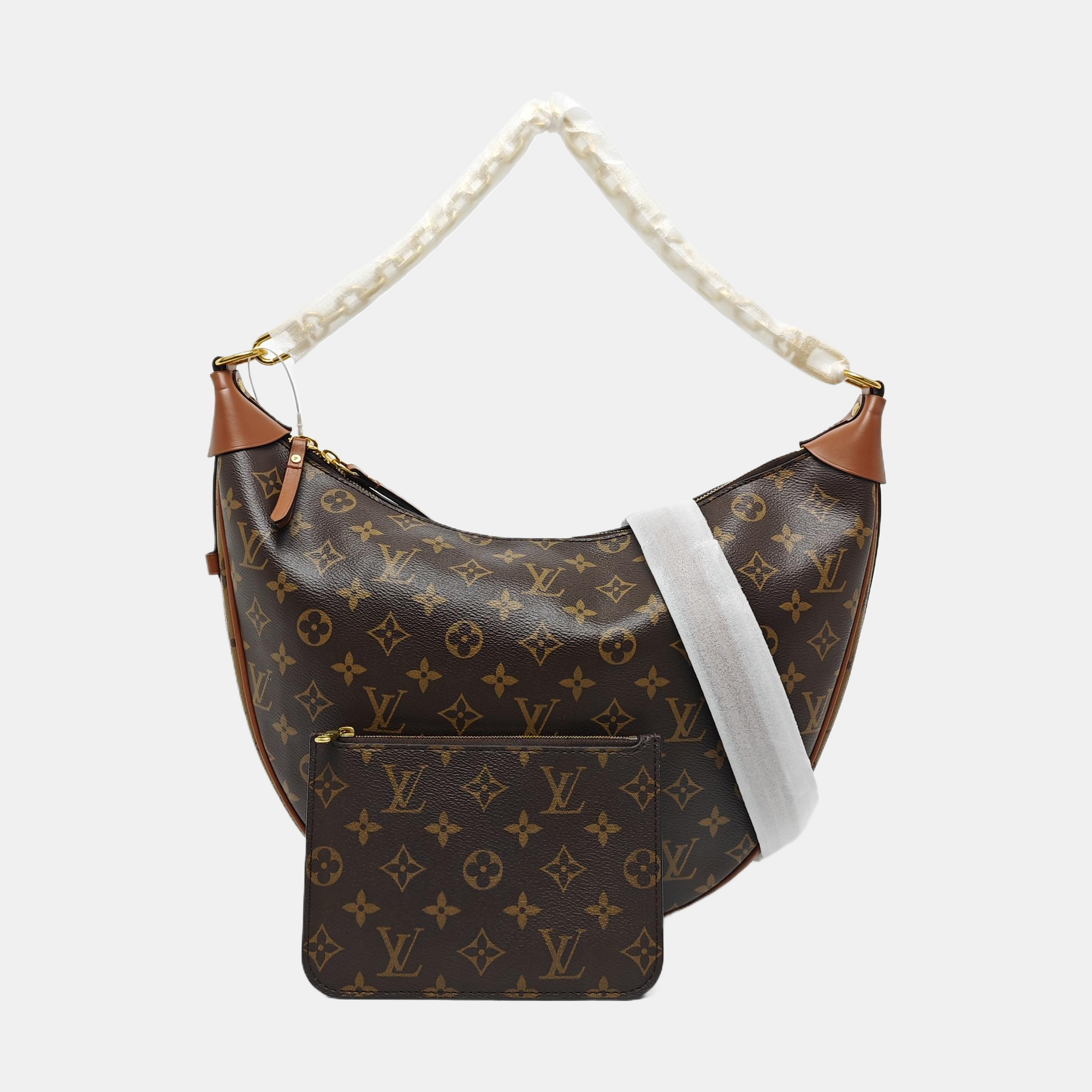 LOOP HOBO Monogram Coated Canvas Brown