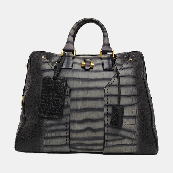 Calfskin Top Handle Bag Gray