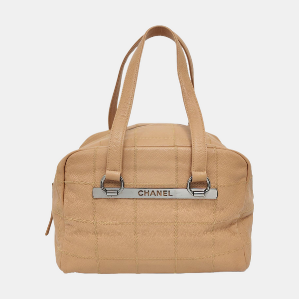 SQUARE STITCH Quilted Grained Calfskin Beige