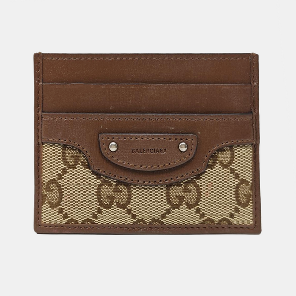 The Hacker Project Monogram Canvas Beige Card Holder