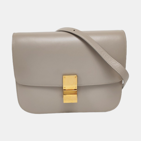 Authenticated pre-owned  CLASSIC BOX Medium Calfskin Gray - Shoulder Bag at Looply