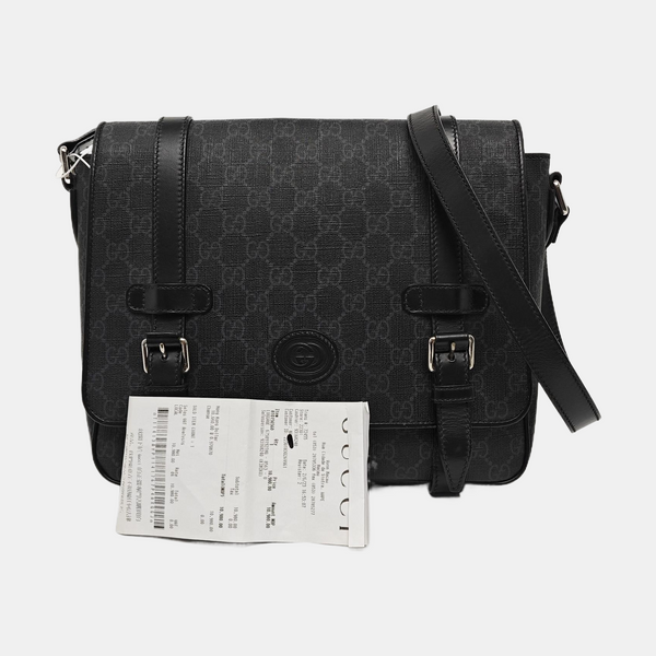 Monogram Coated Canvas Shoulder Bag Black