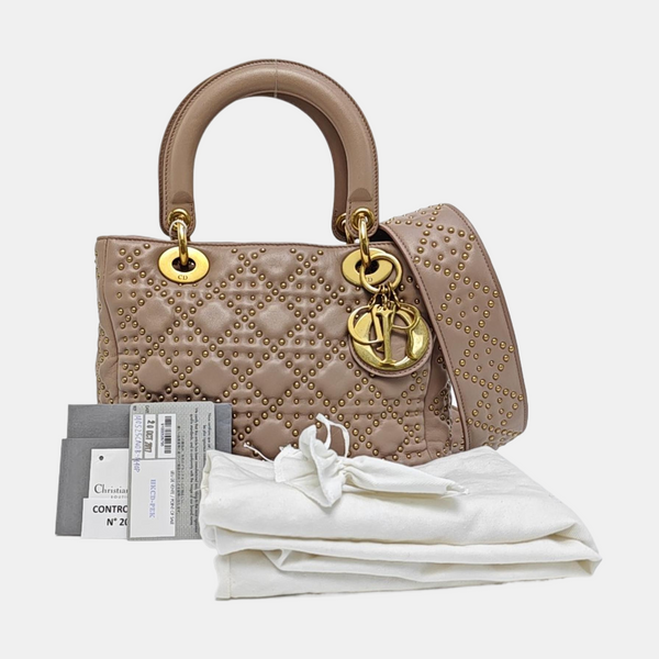 Lady Dior Medium Cannage Lambskin Beige