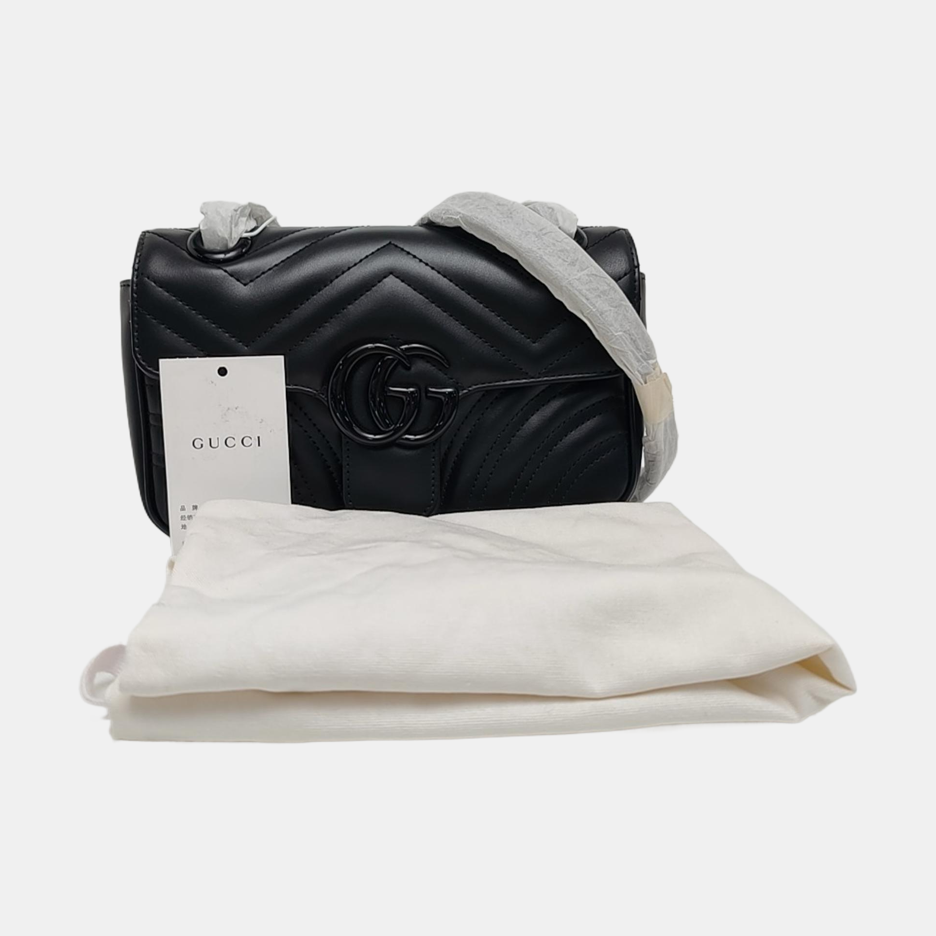GG Marmont Small Quilted Calfskin Black