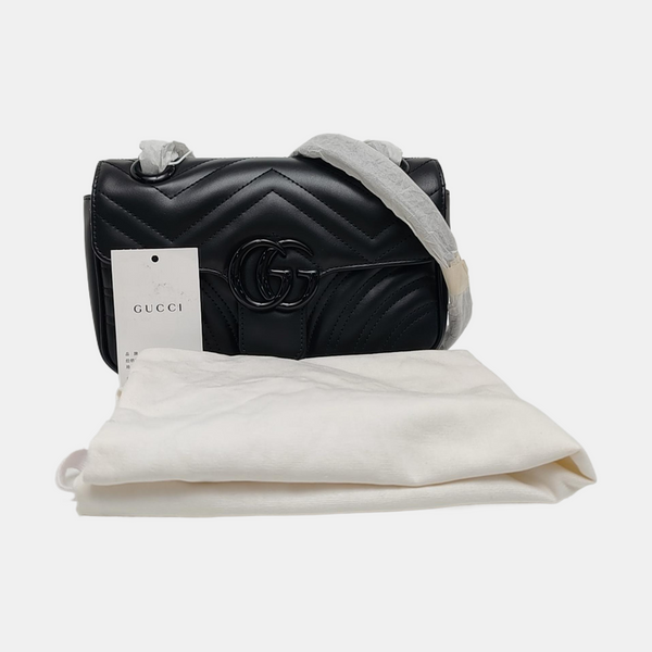 GG Marmont Small Quilted Calfskin Black