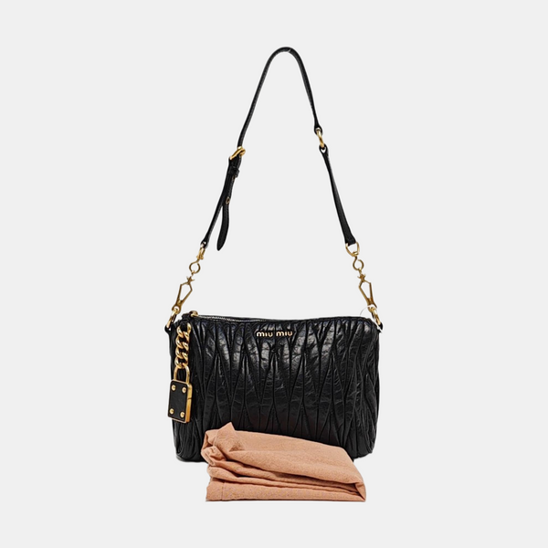 Quilted Lambskin Shoulder Bag Black