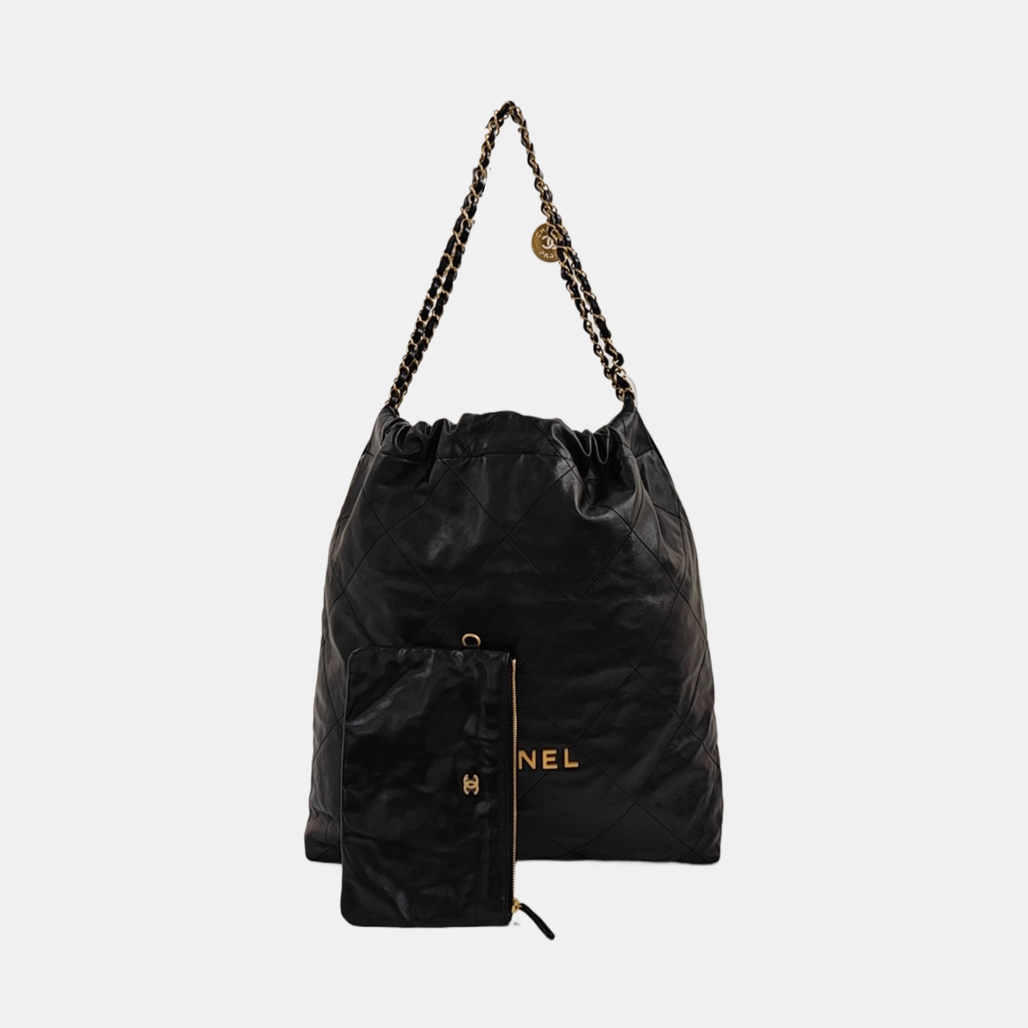 CHANEL 22 Large Quilted Calfskin Black