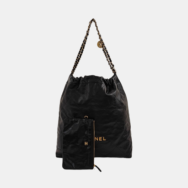 CHANEL 22 Large Quilted Calfskin Black